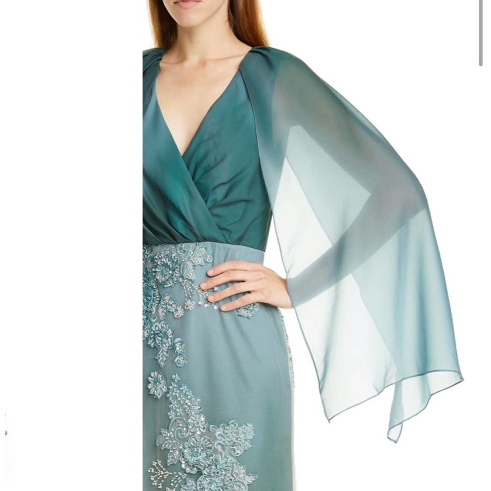 PatBo Cape Ombré  Floral Beaded Tulle Maxi Dress - Picture 8 of 13